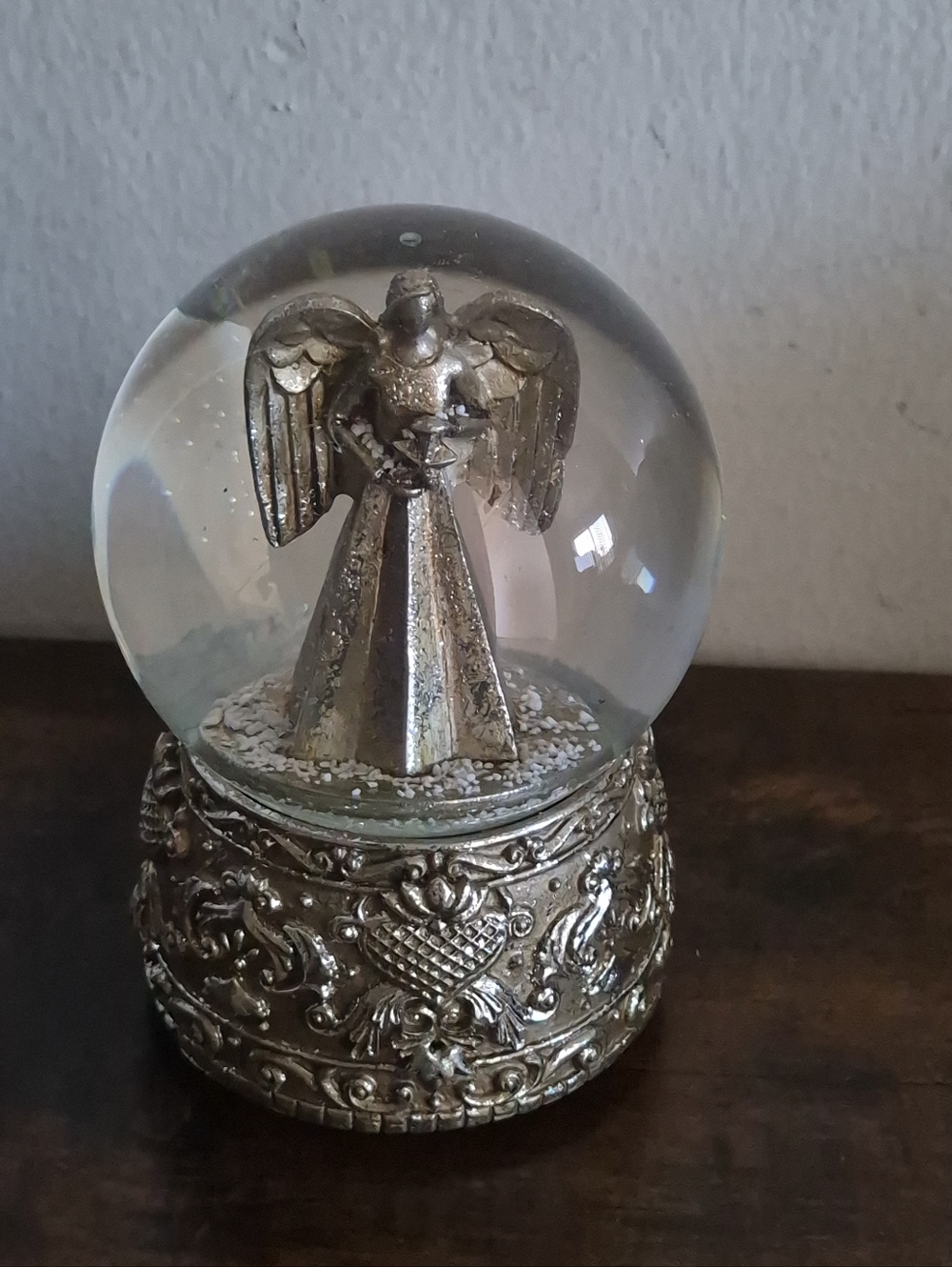 Silver Angel Snow Globe